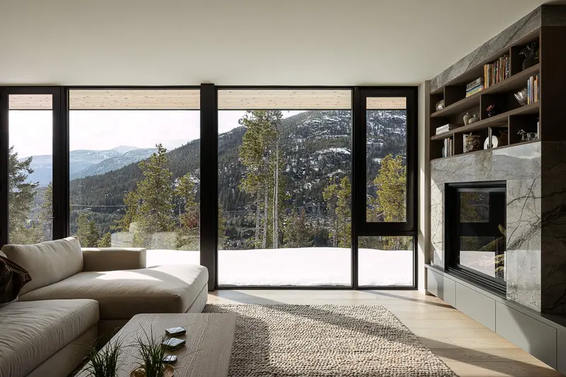 Warbler Way window detail framing Coast Mountains