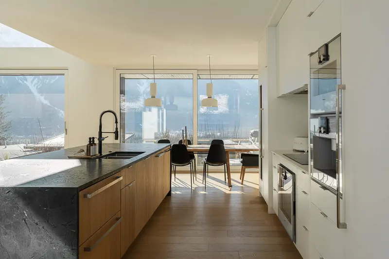 Sugarloaf rear elevation with covered deck and mountain panorama