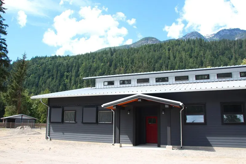 Windline horse stall interior with sliding doors